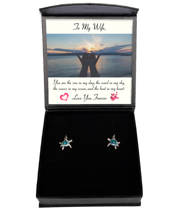 To My Wife, Wife Jewelry, You are the sun in my day, Turtle Earrings