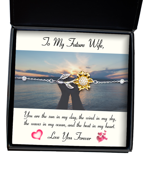 To My Fiance, Future Wife, Fiance, Future Wife Jewelry, You are the sun in my day, Sunflower Bracelet