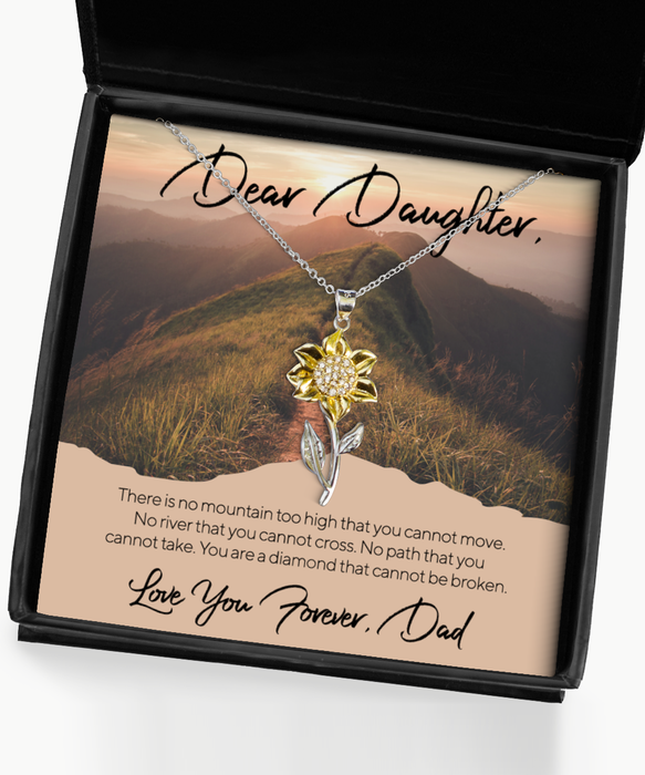 To My Daughter, Daughter Jewelry, No Mountain Too High, Sunflower Pendant