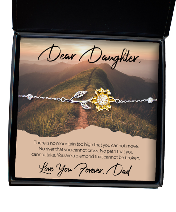 To My Daughter, Daughter Jewelry, No Mountain Too High, Sunflower Bracelet