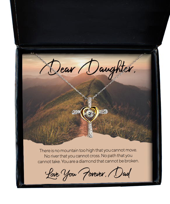 To My Daughter, Daughter Jewelry, No Mountain Too High, Cross Dancing Necklace