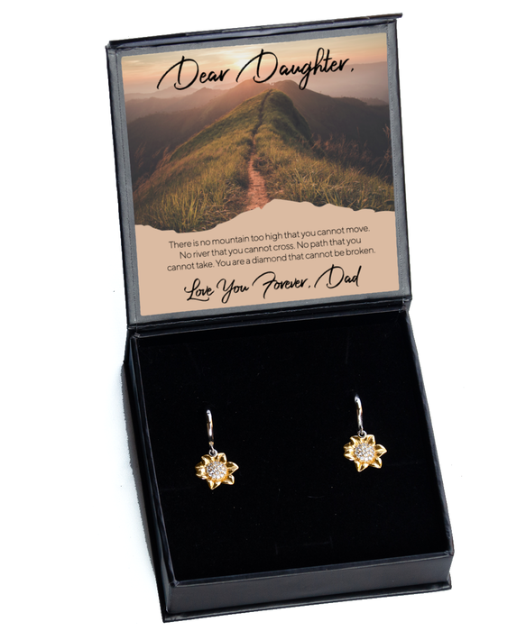 To My Daughter, Daughter Jewelry, No Mountain Too High, Sunflower Earrings