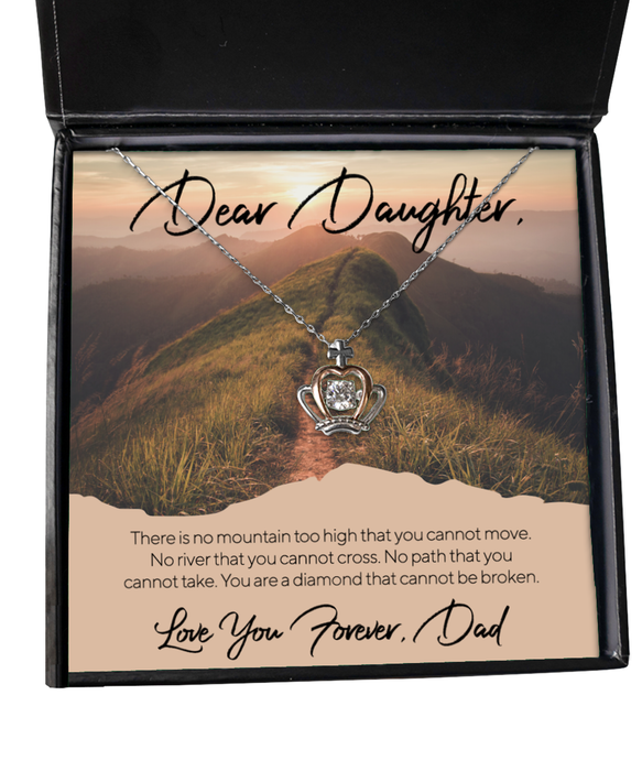 To My Daughter, Daughter Jewelry, No Mountain Too High, Crown Necklace