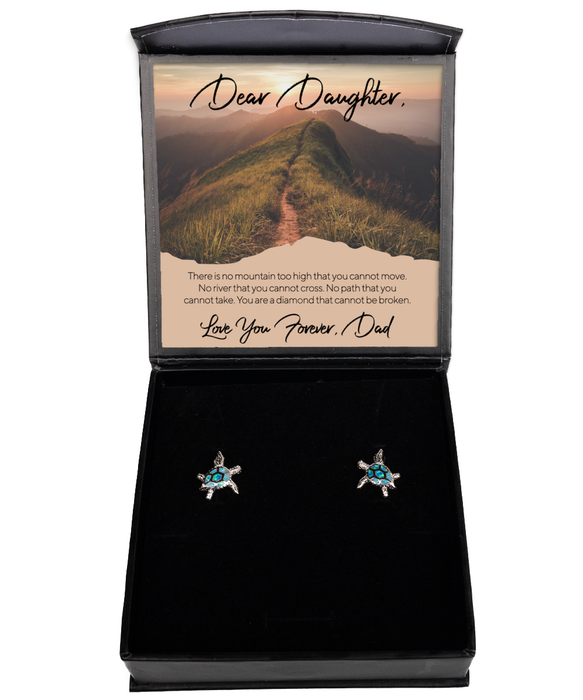 To My Daughter, Daughter Jewelry, No Mountain Too High, Turtle Earrings