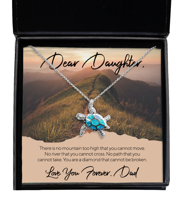 To My Daughter, Daughter Jewelry, No Mountain Too High, Turtle Necklace