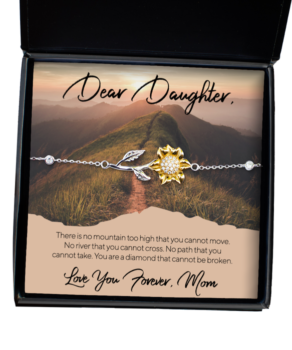 To My Daughter, Daughter Jewelry, No Mountain Too High, Sunflower Bracelet