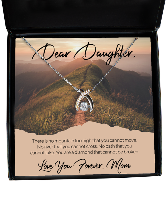 To My Daughter, Daughter Jewelry, No Mountain Too High, Wishbone Dancing Necklace