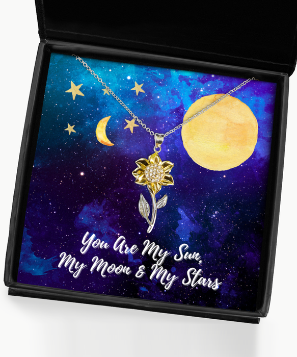 To My Wife, Fiance, Girlfriend, Wife, Fiance, Girlfriend Jewelry, You are the Sun, Moon, Stars, Sunflower Pendant