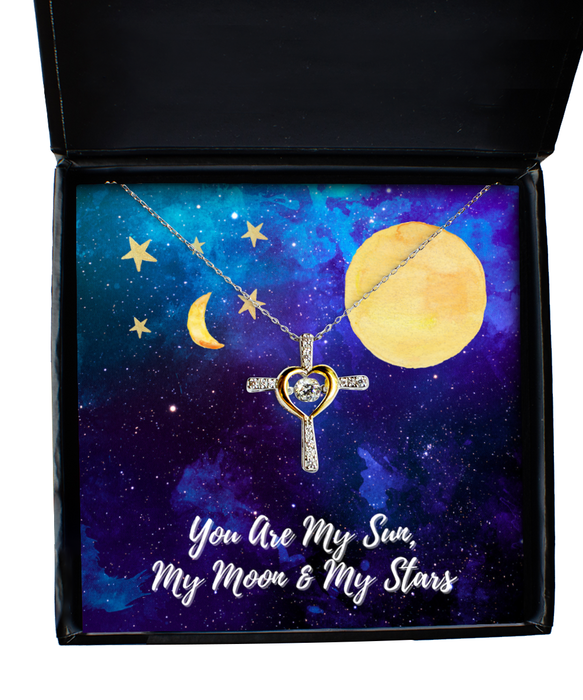 To My Wife, Fiance, Girlfriend, Wife, Fiance, Girlfriend Jewelry, You are the Sun, Moon, Stars, Cross Dancing Necklace