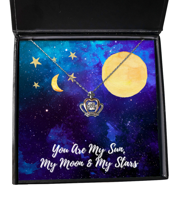 To My Wife, Fiance, Girlfriend, Wife, Fiance, Girlfriend Jewelry, You are the Sun, Moon, Stars, Crown Necklace