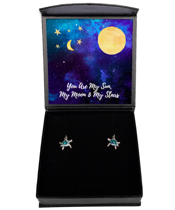 To My Wife, Fiance, Girlfriend, Wife, Fiance, Girlfriend Jewelry, You are the Sun, Moon, Stars, Turtle Earrings