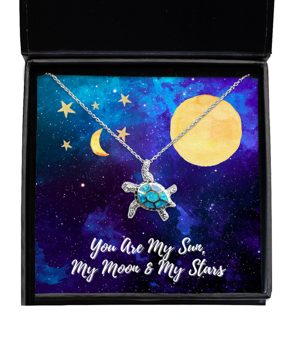 To My Wife, Fiance, Girlfriend, Wife, Fiance, Girlfriend Jewelry, You are the Sun, Moon, Stars, Turtle Necklace