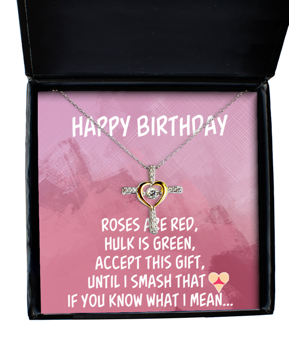 To My Girlfriend, Wife, Girlfriend, Wife Jewelry, Happy Birthday, Inappropriate Smash that Ass, Cross Dancing Necklace