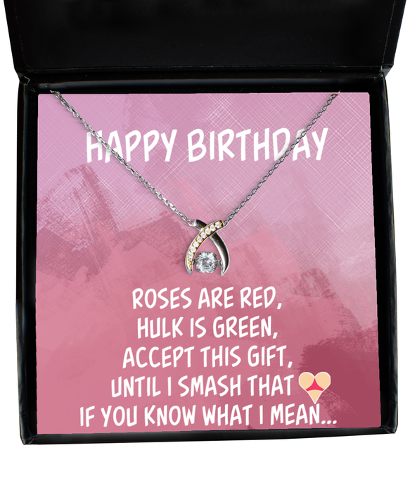 To My Girlfriend, Wife, Girlfriend, Wife Jewelry, Happy Birthday, Inappropriate Smash that Ass, Wishbone Dancing Necklace