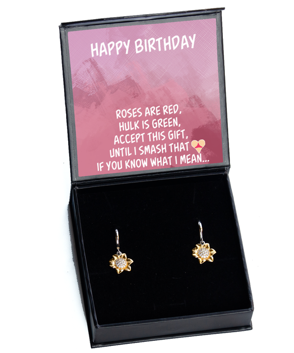 To My Girlfriend, Wife, Girlfriend, Wife Jewelry, Happy Birthday, Inappropriate Smash that Ass, Sunflower Earrings