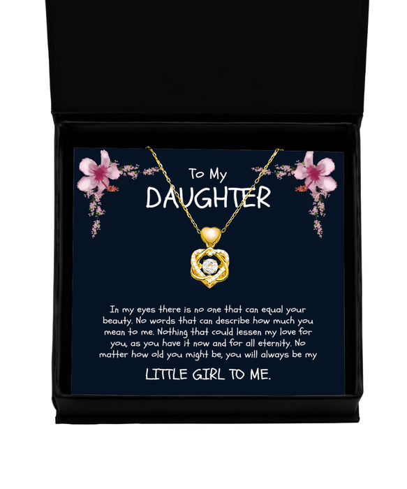 To My Daugher, Daugher Jewelry, You will always be my little girl, Heart Knot Gold Necklace