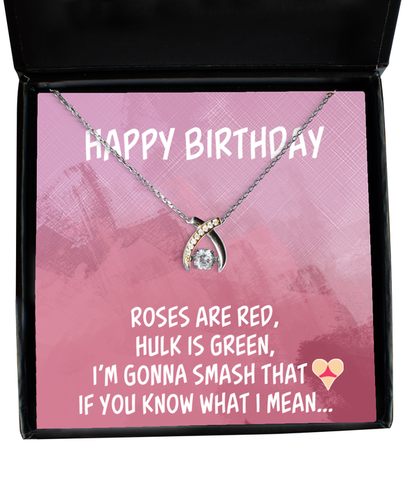 To My Girlfriend, Wife, Girlfriend, Wife Jewelry, Happy Birthday, Inappropriate Smash that Ass, Sex, Wishbone Dancing Necklace