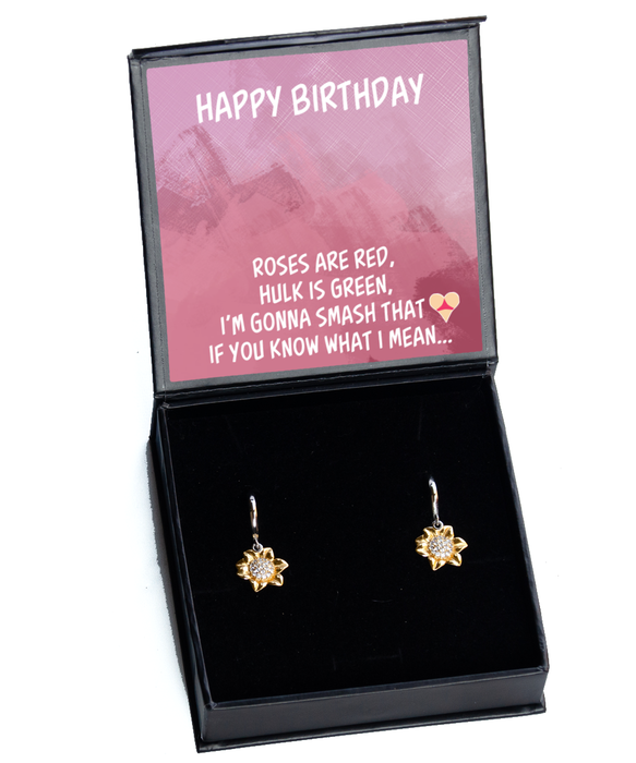 To My Girlfriend, Wife, Girlfriend, Wife Jewelry, Happy Birthday, Inappropriate Smash that Ass, Sex, Sunflower Earrings