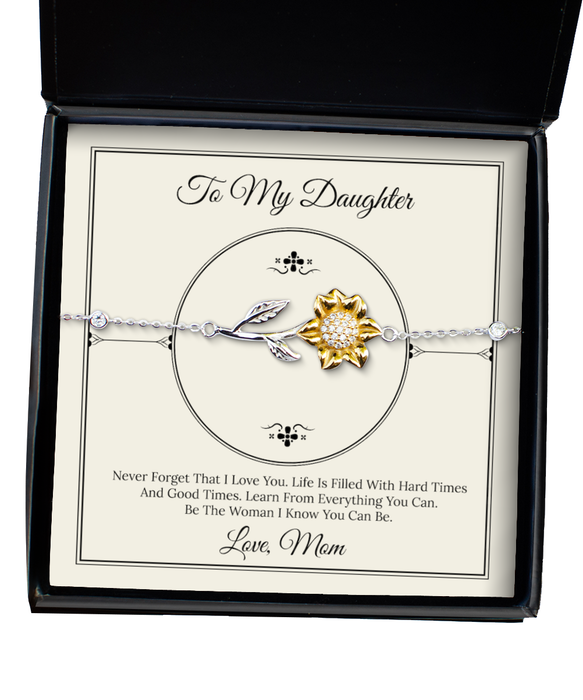 To My Daugher, Daugher Jewelry, Never Forget I love you, Sunflower Bracelet