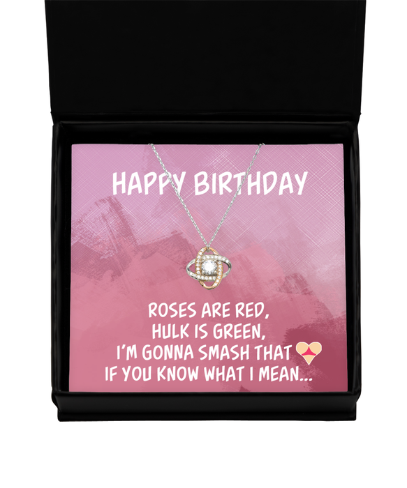 To My Girlfriend, Wife, Girlfriend, Wife Jewelry, Happy Birthday, Inappropriate Smash that Ass, Sex, Love Knot Rose Gold Necklace