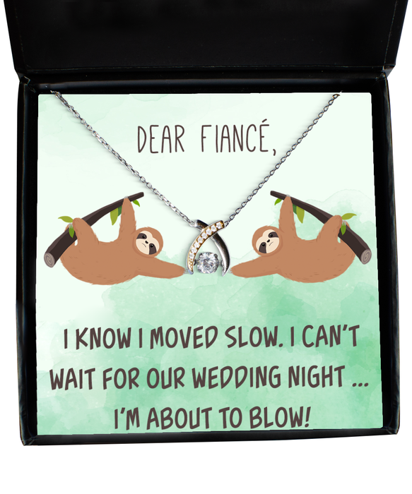 To My Fiance, Funny, Inappropriate, Birthday, Engagement, Fiance, Funny, Inappropriate, Birthday, Engagement Jewelry, I May Have Taken a While but I'm about to Blow, Wishbone Dancing Necklace