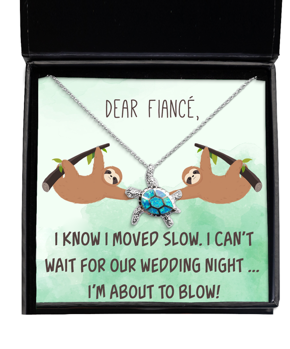 To My Fiance, Funny, Inappropriate, Birthday, Engagement, Fiance, Funny, Inappropriate, Birthday, Engagement Jewelry, I May Have Taken a While but I'm about to Blow, Turtle Necklace