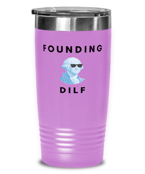 George Washington Tumbler, Founding DILF, George Washington Funny, Inappropriate, Gag, Tumbler Light Purple, Gift for Republican, Libertarian