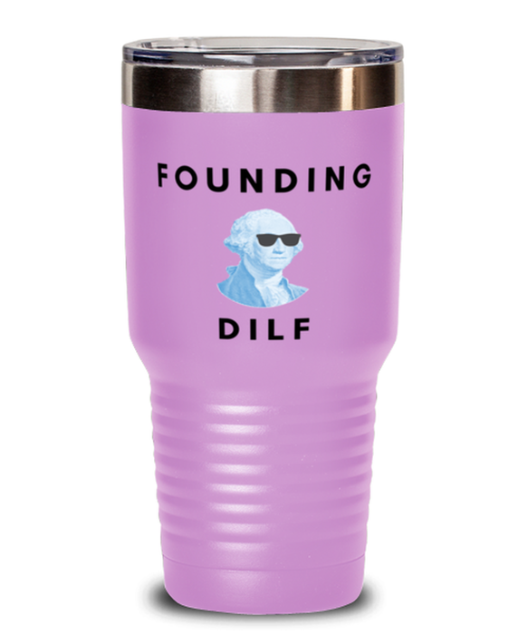 George Washington Tumbler, Founding DILF, George Washington Funny, Inappropriate, Gag, Tumbler Light Purple, Gift for Republican, Libertarian