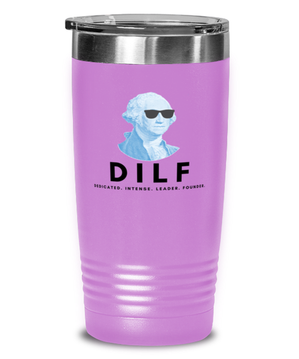 George Washington Tumbler, DILF, George Washington Funny, Inappropriate, Gag, Tumbler Light Purple, Gift for Republican, Libertarian