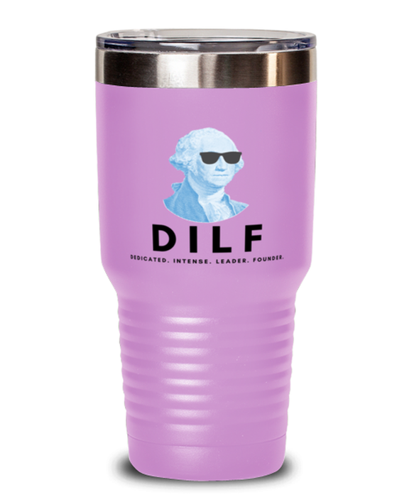 George Washington Tumbler, DILF, George Washington Funny, Inappropriate, Gag, Tumbler Light Purple, Gift for Republican, Libertarian