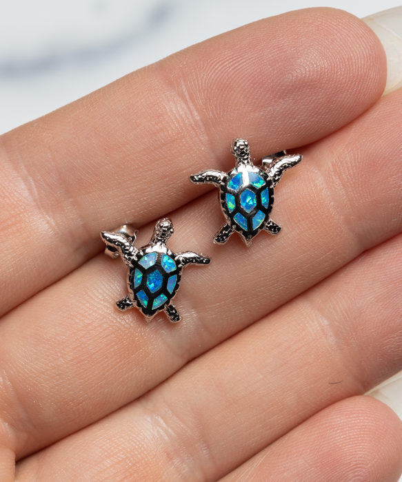 Unique Girlfriend  Valentines Jewelry, Gift for Girlfriend, Opal Turtle Earings, Funny, Unique, Thoughtful