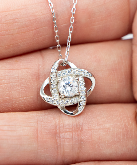 To My Wife, Wife Jewelry, You are the sun in my day, Love Knot Silver Necklace