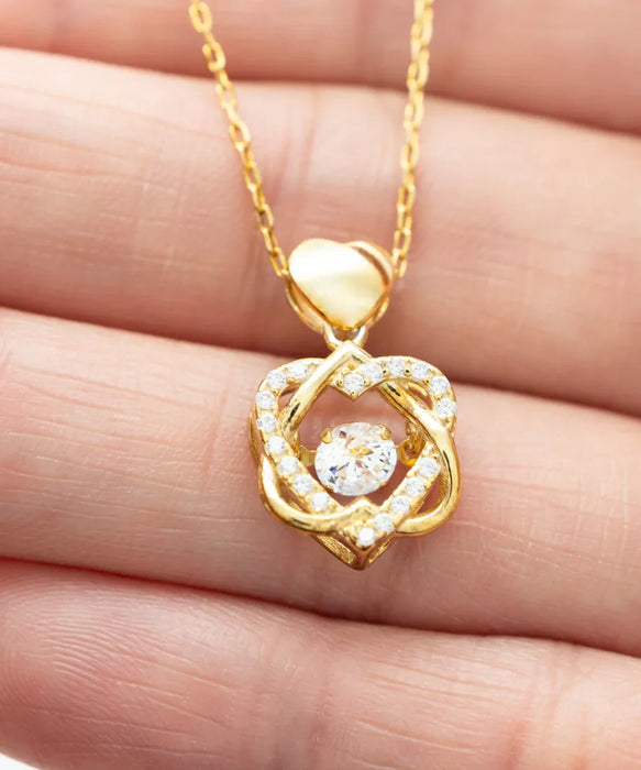 To My Wife, Wife Jewelry, You are the sun in my day, Heart Knot Gold Necklace