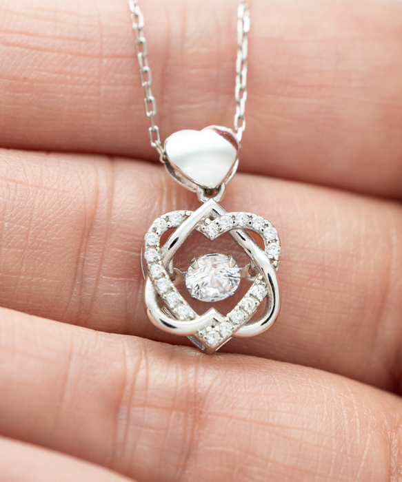 To My Hot Fiance, Valentines, Hot Fiance, Valentines Jewelry, Of All the Fish You Make My Rod Pop, Heart Knot Silver Necklace