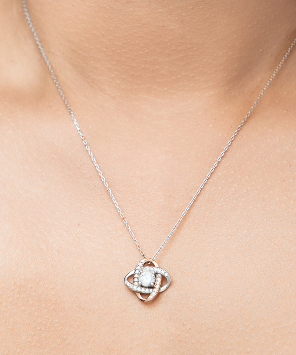 To My Wife, Girlfriend, Fiance, Wife, Girlfriend, Fiance Jewelry, You Wow My Heart, Love Knot Rose Gold Necklace