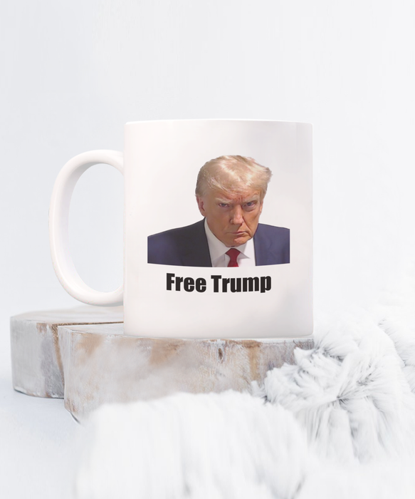 Trump Mug Shot, Mug Shot Coffee Mug, Funny Trump Gift, Trump 2024, Gift for Republican, Election Interference, Free Trump