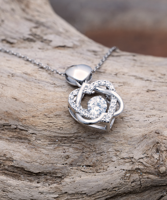 To My Hot Fiance, Valentines, Hot Fiance, Valentines Jewelry, Of All the Fish You Make My Rod Pop, Heart Knot Silver Necklace