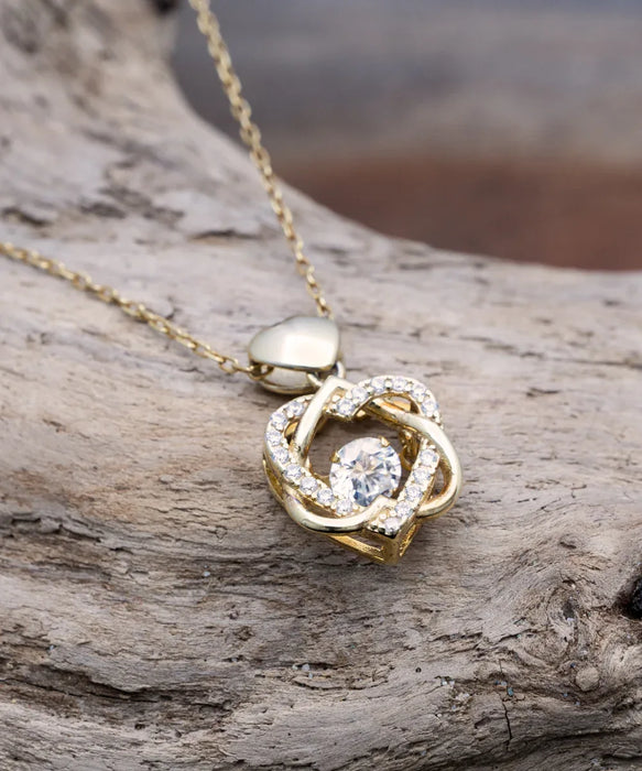 To My Wife, Wife Jewelry, You are the sun in my day, Heart Knot Gold Necklace