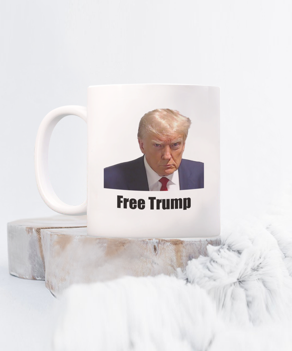 Trump Mug Shot, Mug Shot Coffee Mug, Funny Trump Gift, Trump 2024, Gift for Republican, Election Interference, Free Trump