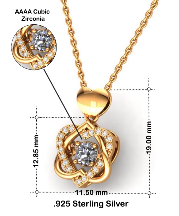 To My Wife, Girlfriend, Fiance, Wife, Girlfriend, Fiance Jewelry, You Wow My Heart, Heart Knot Gold Necklace